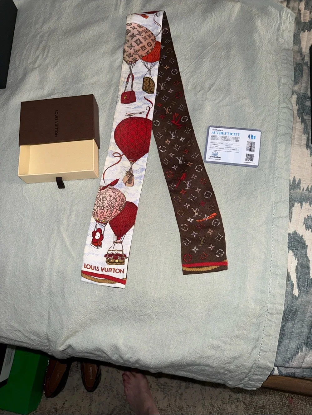 Louis Vuitton Red/Brown Monogram Silk Twilly Scarf